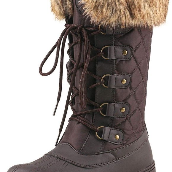 Women's Mid-Calf Lace Up Oxford Fabric Snow Boots - Picture 2 of 7